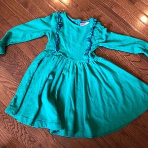 Mini Boden green dress with blue trim detail